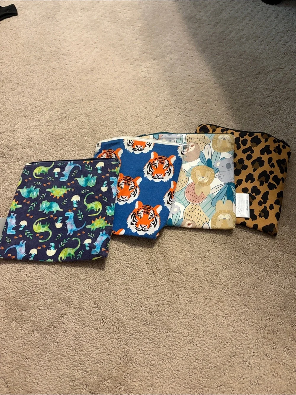Itzy Ritzy Kids Patterned Pouch Set - Blue, Navy, Tan, Leopard
